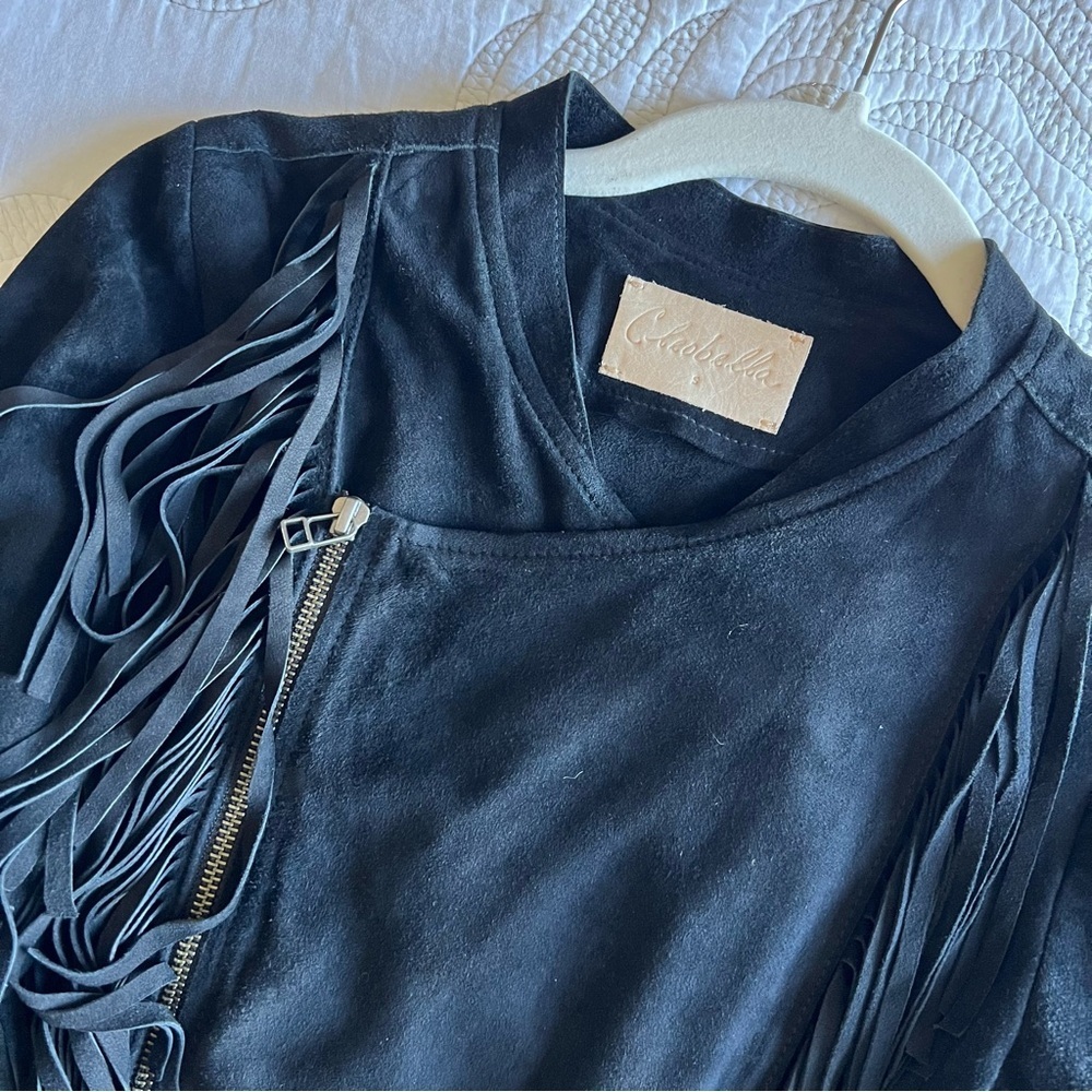 Cleobella - Everly Fringe Suede Biker Jacket - Black - Picture 3 of 14
